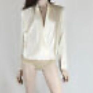 LA PERLA RITMO DI PERLA IVORY SILK LONG SLEEVE BODYSUIT